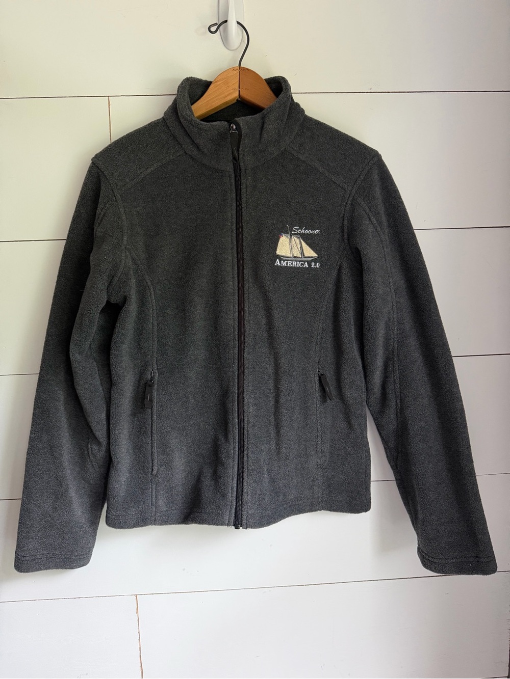 Women’s Zip-Up Schooner America Dark Gray Fleece Jacket